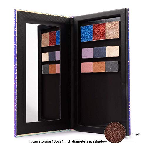 Allwon Magnetic Palette Mermaid Paleta de maquillaje vacía con espejo y 20 piezas Adhesiva Paleta vacía Pegatinas de metal para sombra de ojos Lápiz labial Rubor en polvo