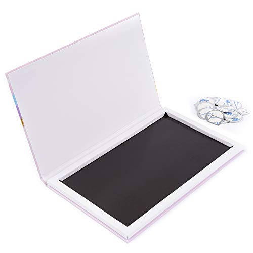 Allwon Paleta magnética Paleta de maquillaje vacía de unicornio con 30 piezas Adhesivo Paleta vacía Pegatinas de metal para sombra de ojos Lápiz labial Blush Powder