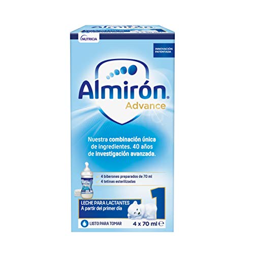 Almirón Advance 1 Minibiberones Leche de Inicio a Partir del Primer Día - Caja con 4 Minibiberones x 70 ml