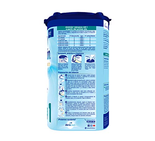 Almirón Advance AR 1 Leche de Fórmula Anti-Regurgitación en Polvo a Partir del Primer Día - 800 g
