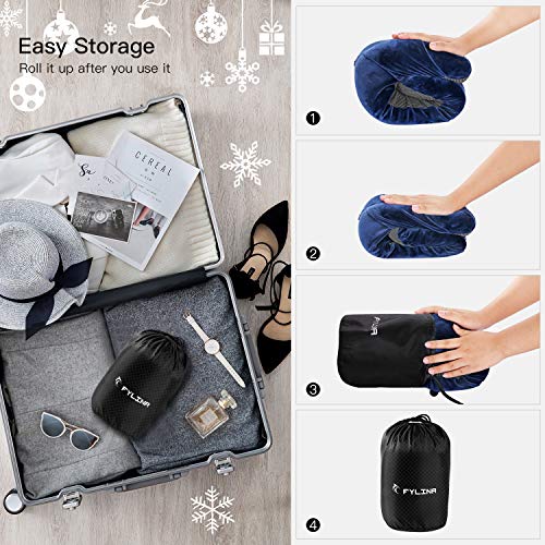 Almohada de Espuma viscoelástica con Funda de Transporte, Antifaz y Tapones para los oídos, cómodo y portátil para el Cuello, para avión, Tren, Coche, Lectura, Dormir, etc. Azul Marino 1