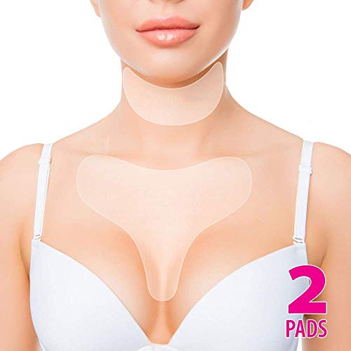 Almohadillas antiarrugas escote,con cuello almohadilla,almohadillas antiarrugas de silicona,reutilizable,para prevenir las arrugas del cuello y escote（Transparente）2 piezas
