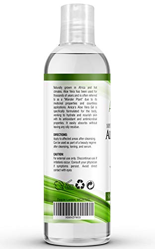 Aloe vera gel de Anica | Crema hidratante natural y pura para la piel y el cabello | Para quemaduras de sol, caspa, eczema, cortes, erupciones, cicatrices, acné, uñas | Orgánica y sin crueldad.