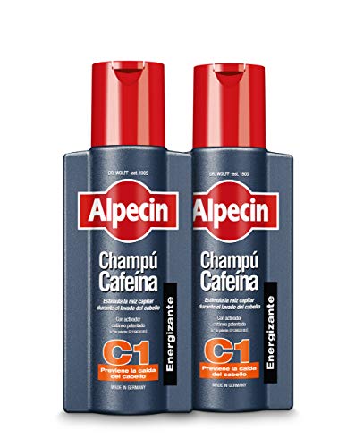 Alpecin Champú Cafeína C1, 2 x 250 ml – champú anticaída para hombres