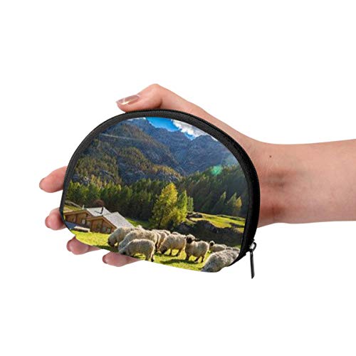 Alpes suizos Valais Blacknose Sheep Nest Animales Vida Silvestre Naturaleza Mujeres Niñas Shell Cosmético Maquillaje Bolsa de Almacenamiento Compras al Aire Libre Monedas Monedero Organizador