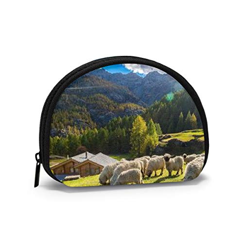 Alpes suizos Valais Blacknose Sheep Nest Animales Vida Silvestre Naturaleza Mujeres Niñas Shell Cosmético Maquillaje Bolsa de Almacenamiento Compras al Aire Libre Monedas Monedero Organizador