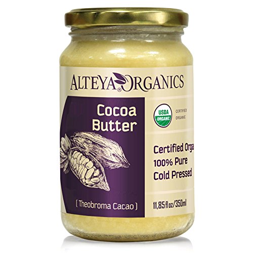 Alteya Organic Mantequilla de Cacao 350 ml – 100% USDA Certificado Orgánico de Producto Puro y Natural, Mantequilla de Cocoa Refinada (Theobroma Cacao)