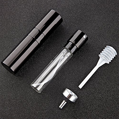 Aluminio 8ml Atomizador Perfume Recargable, Perfumador Dispensador, Botellas de Viaje, Spray Pulverizador Pequeño para Colonia (Negro Brillante)