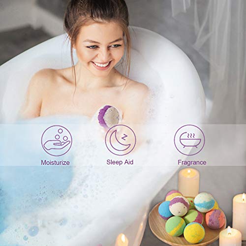 AMAYGA 12 Bombas de Baño, Set Bolas de Baño con Aceites Esenciales,Bath bombs Baño de Burbujas, Sales de Baño,Navidad Dia de san valentin Regalo femenino