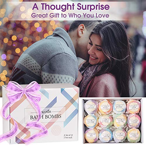 AMAYGA 12 Bombas de Baño, Set Bolas de Baño con Aceites Esenciales,Bath bombs Baño de Burbujas, Sales de Baño,Navidad Dia de san valentin Regalo femenino