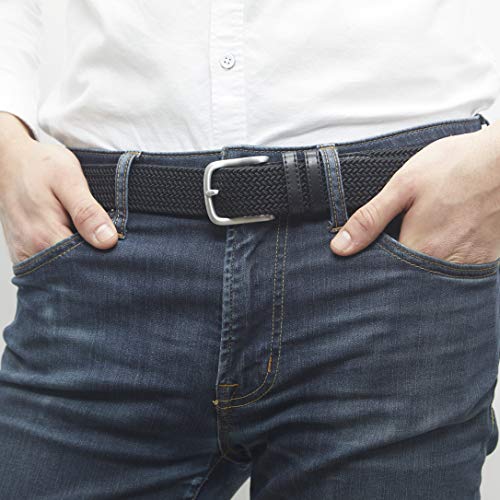 Amazon Essentials – Cinturón trenzado elástico para hombre, Negro (Black 001), W36''