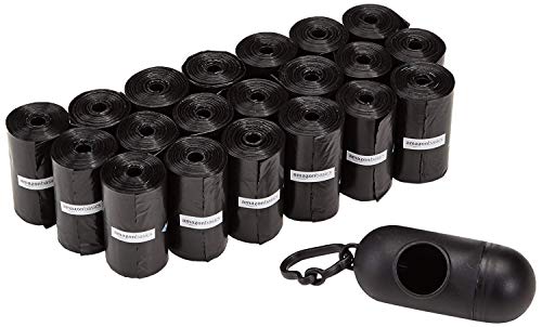 AmazonBasics - Bolsas para excrementos de perro con dispensador y clip para correa (300 bolsas)