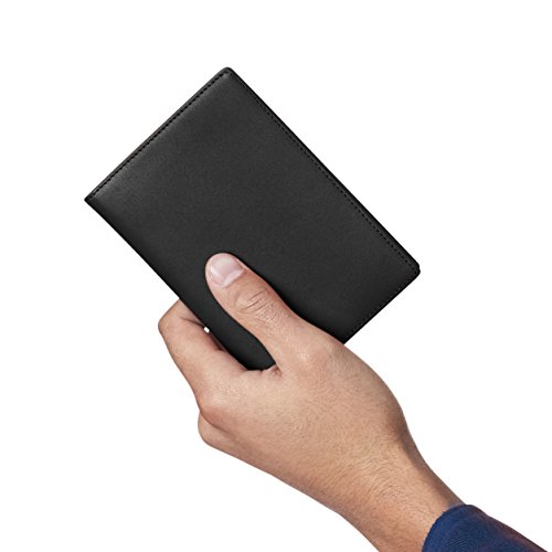 AmazonBasics - Cartera de piel para pasaporte con bloqueo para RFID, color negro