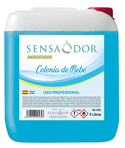Ambientador Colonia bebé SENSAODOR, 5 Litros, azul, Garrafa, Profesional, Empresas, Negocio, Limpieza, Neutralizador, Quitaolor, Buen olor, Aromatizador