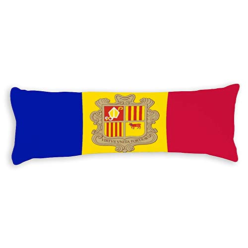 Andorra Flag Body Pillow Cover Pillowcases Cushion with Hidden Zipper Closure for Sofa Bench Bed Home Decor 20"x54"