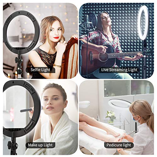 Anillo de luz LED de 10 '' con Trípode Ajustable y Soporte para Movil Aro de Luz Regulable Belleza Ring light Perfecto para Transmisión en Vivo y YouTube/TikTok Video/Maquillaje/Selfie/Fotografia