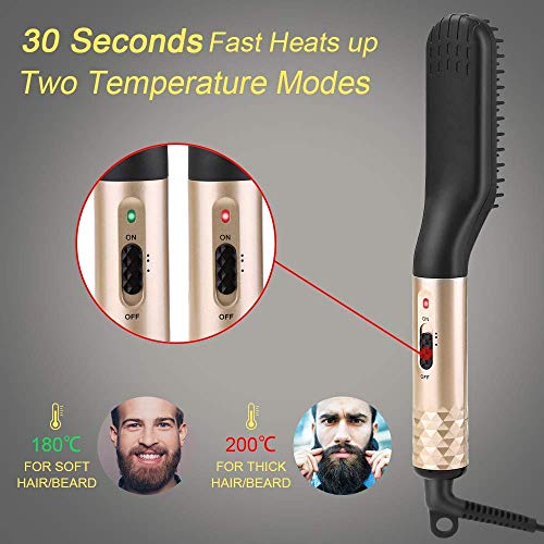 ANLAN Cepillo Alisador de Barba Plancha de Pelo Flequillo Eléctrico Profesional Peine de Peluquería Multifuncional Cepillo para Hombre Mujer