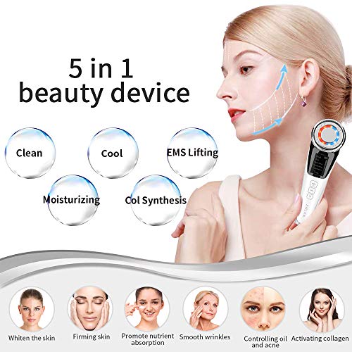 ANLAN Masajeador Facial Instrumento Multifuncional con Frío Calor Fototerapia Roja y Azul para Antiarrugas, Anti-envejecimiento, Limpieza Profunda, Cuidado Facial
