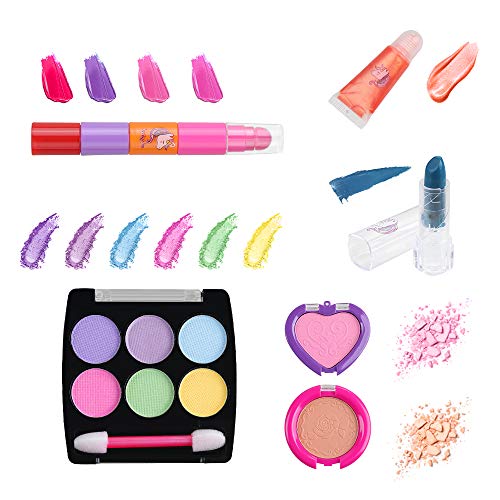Anpro 15pcs Kit de Maquillaje Niñas,Juguetes para Chicas, Cosméticos Lavables, Regalo de Princesa para Niñas en Fiesta,Cumpleaños,Navidad