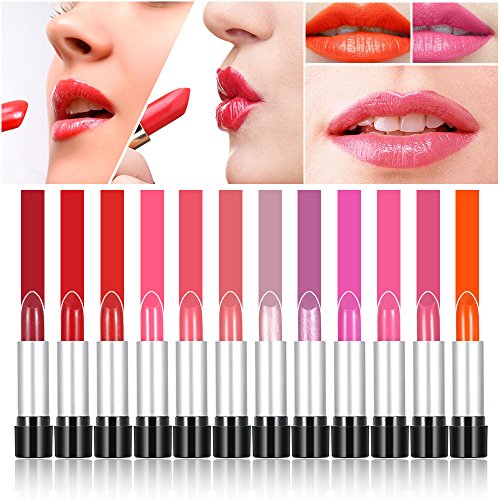 Anself - 12 colores Conjunto de Pintalabios brillante cosmético para maquillaje de labios para moda de mujeres (#2)