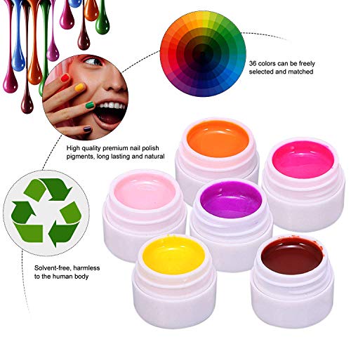 Anself Esmaltes Semipermanentes de Uñas Gel Uñas 36 Colores Juego de Pigmentos para Uñas, Poli Gel UV Esmalte Pegamento sólido