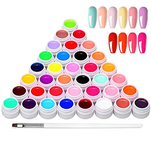 Anself Esmaltes Semipermanentes de Uñas Gel Uñas 36 Colores Juego de Pigmentos para Uñas, Poli Gel UV Esmalte Pegamento sólido