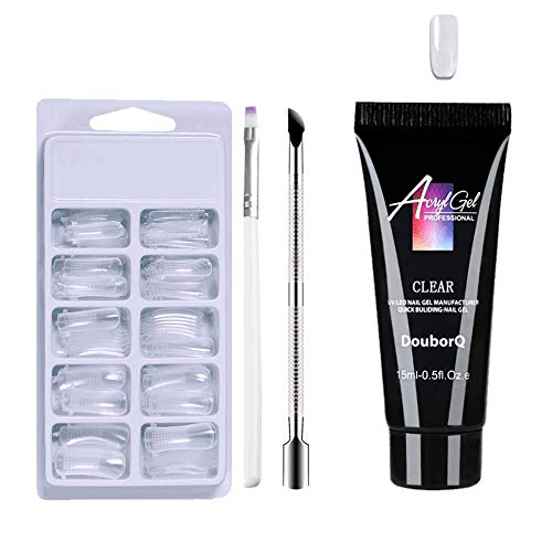 Anself Kit de Gel de Uñas UV LED Gel de Uñas Set Kit de Gel de Extensión de Uñas Poly Gel Clear False Puntas de Uñas Pluma de Gel de Empujador de Uñas de Doble