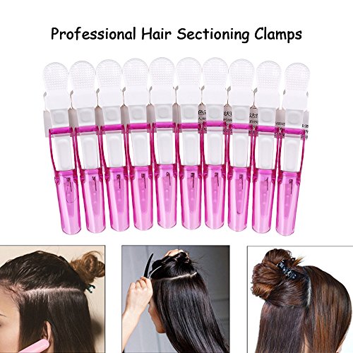 Anself Set de 10 Pcs Clips de ccdrilo de peluquería profesional plástico seccionamiento pinza de cabello peinado pelo