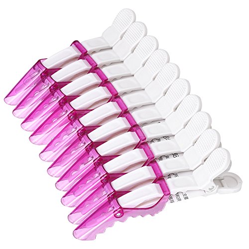 Anself Set de 10 Pcs Clips de ccdrilo de peluquería profesional plástico seccionamiento pinza de cabello peinado pelo