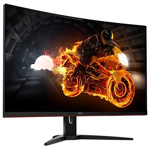 AOC Monitor CQ32G1 - Monitor Gaming Curvo de 32” con Pantalla QHD e-Sports (resolución 2560x1440 pixeles, VA, 1ms, AMD FreeSync, 144Hz, Sin Marco, Ajustable en altura y FlickerFree), Color Negro/Rojo