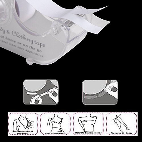 Aogolouk Cinta de Doble Cara Adhesiva Cinta de Adhesivo Adhesivo Cinta de Seguridad para Las Mujeres Vestido de la Ropa del Cuerpo Butt Pads Tapa del pezón 9.8Ft / Roll