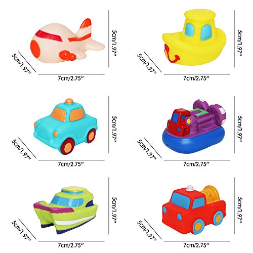 AOLUXLM Juguetes de Baño para Niños de 1 Año, 6 Packs Juego de Juguetes de Baño para Bebés, Juguetes Acuáticos de Goma Flotantes para Niños, Color Intermitente en el Agua