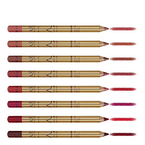 Apofly 8pcs Lip Liner Lápiz Delineador De Labios a Prueba De Agua Kit Larga Duración Retro Del Lápiz Labial De Oro Pluma Con Tubo Labios a Prueba De Sudor Lisas Determinada Del Cosmético