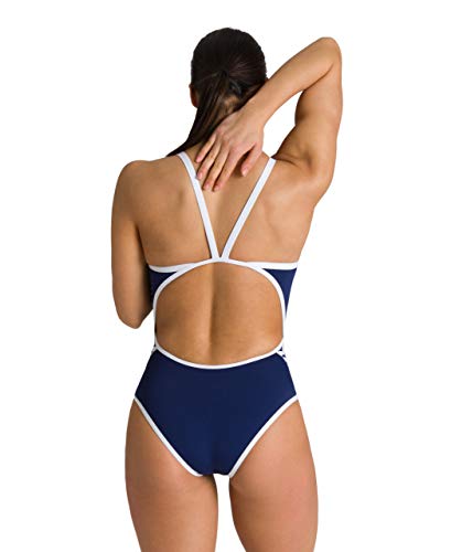 ARENA Team Stripe Superfly Back MaxLife Traje de baño de una Pieza para Mujer, Color Azul Marino, 28