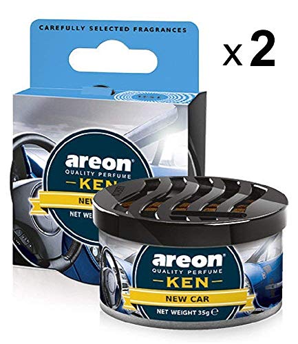 AREON Ken Ambientador de Coche Nuevo New Car Olor Aroma Azul Lata Debajo Asiento Aire 3D (Pack de 2)