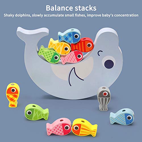 Arkmiido Juguete de Pesca Magnética de Madera Mesa, con 18 Peces , Juguete de Madera para niño ,Juego de Equilibrio, Cuentas de Madera para niños 3 4 5 6 Años.