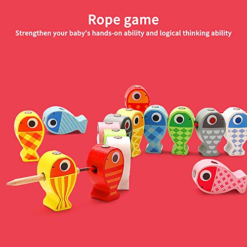 Arkmiido Juguete de Pesca Magnética de Madera Mesa, con 18 Peces , Juguete de Madera para niño ,Juego de Equilibrio, Cuentas de Madera para niños 3 4 5 6 Años.