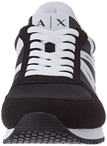 Armani Exchange Micro Suede Multicolor Sneakers, Zapatillas para Hombre, Black White, 42 EU