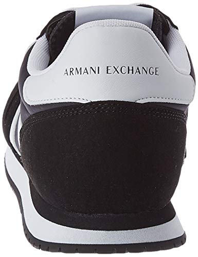 Armani Exchange Micro Suede Multicolor Sneakers, Zapatillas para Hombre, Black White, 42 EU