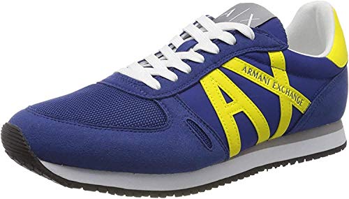 Armani Exchange Sneaker, Zapatillas para Hombre, Azul (Blue+Yellow K493), 40.5 EU