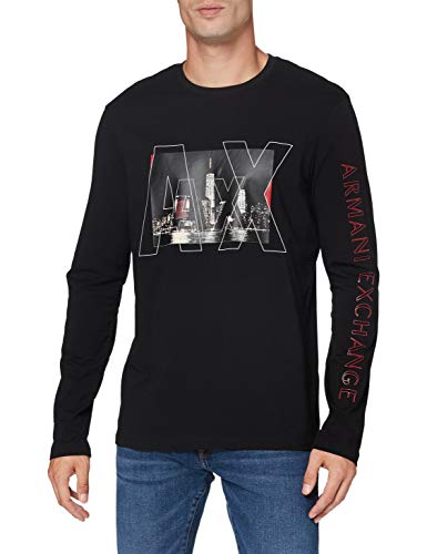 Armani Exchange T-Shirt Camiseta, Negro, XS para Hombre