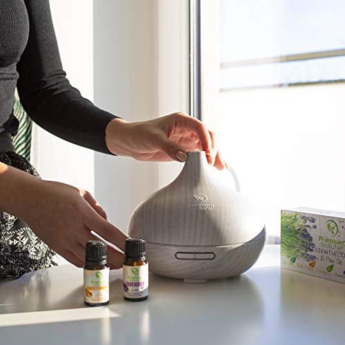 Aroma difusor de aceite esencial – Aire Humidificador 8.45oz (250ml), Quiet ultrasónico tecnología, 7 ajustes de luz LED, para un ambiente relajante, mejorar dormir y respiración, suave piel