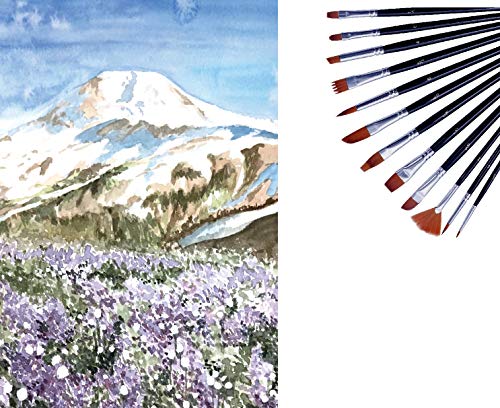 Artme 12pz Conjunto De Pinceles De Artista De Nylon - Cepillos Mixtos Profesionales En Embalaje Económico. Perfecto Para Acuarela/Acrílico/Gouache/Aceite/Pintura De La Cara - Uso Múltiple