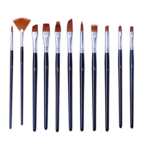 Artme 12pz Conjunto De Pinceles De Artista De Nylon - Cepillos Mixtos Profesionales En Embalaje Económico. Perfecto Para Acuarela/Acrílico/Gouache/Aceite/Pintura De La Cara - Uso Múltiple