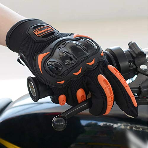 ARTOP Guantes Moto Verano Anti-Deslizante Anti-Colisión con Dedo Táctil Muy Buena Protección para Hombres(Naranja,M)