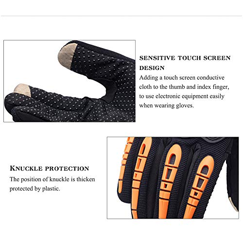 ARTOP Guantes Moto Verano Anti-Deslizante Anti-Colisión con Dedo Táctil Muy Buena Protección para Hombres(Naranja,M)