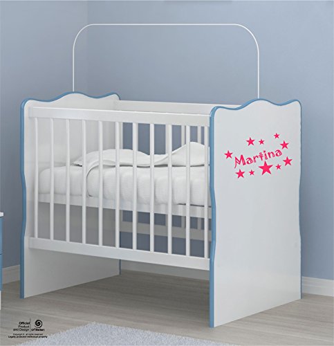 Artstickers Adhesivo Infantil para decoración de Muebles, Puertas, Paredes.Nombre: Martina, en Color Rosa Nombre de 20cm + Kit de 10 Estrellas para Libre colocación.