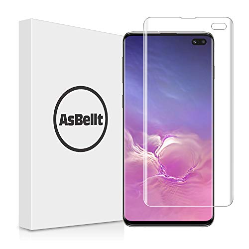 AsBellt Protector Pantalla de Galaxy S10 Plus (Pegamento en Toda la Pantalla) (9H Dureza) (Alta sensibilidad),Cristal Vidrio Templado/Protector de Pantalla para Samsung Galaxy S10 Plus