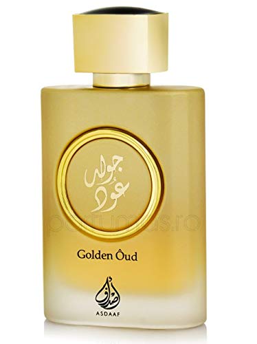 Asdaaf Golden Oud - Perfume con toques de almizcle, madera, vetiver y pachuli, 100 ml