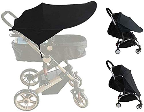 ASEOK - Funda para cochecito de bebé, toldo para cochecito de bebé, parasol para cochecito de bebé, parasol negro y cubierta opaca, protector solar, protección UV de verano